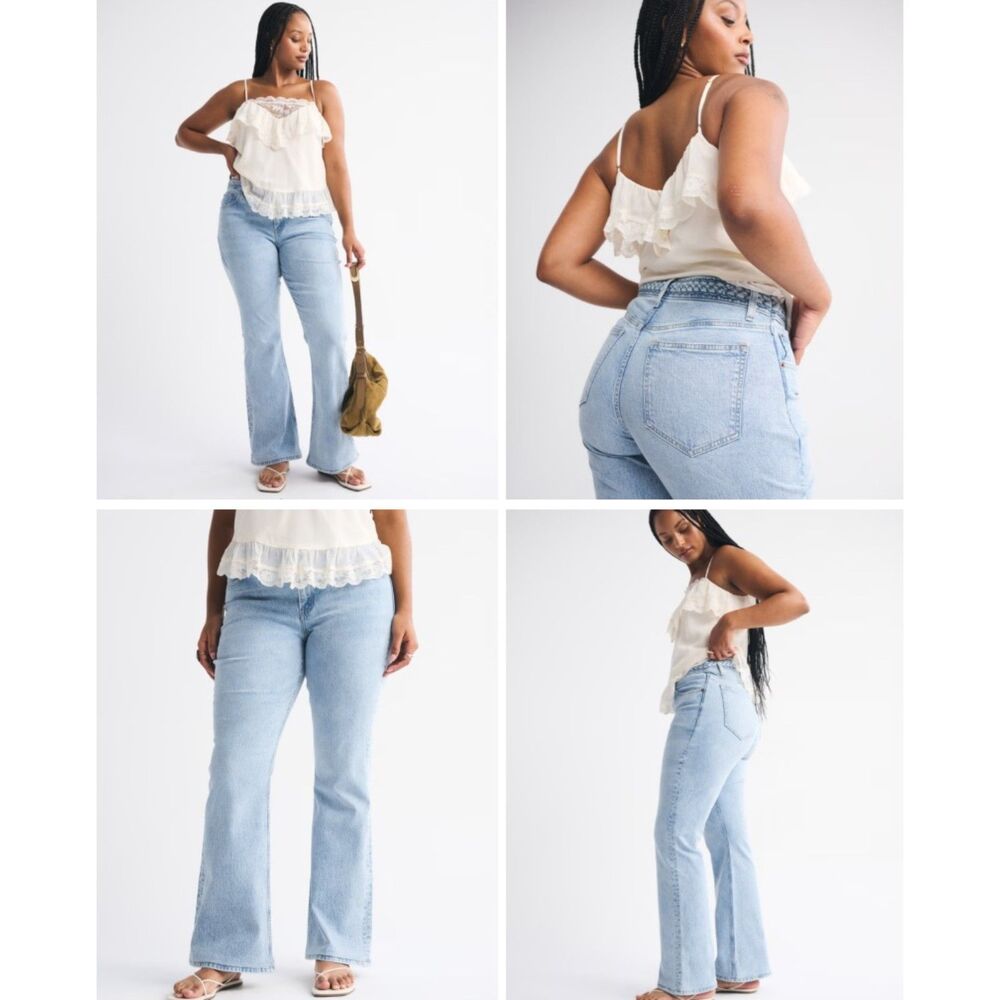 Abercrombie Curve Love Mid Rise Bootcut Braided Waistband Jean size 28